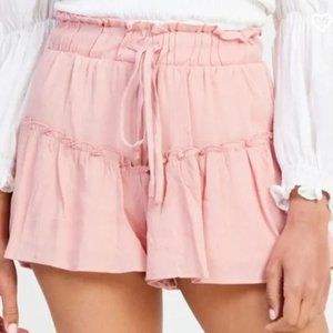 Altar’d State Pink Tie Dye Ruffle Flowy Gateway Shorts
